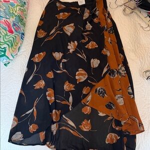 Sienna Sky Asymmetrical Black and Brown Floral Skirt